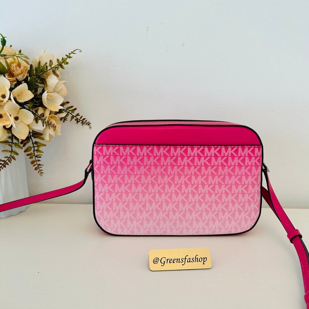 Michael Kors Jet Set Large Ombré Signature Logo Crossbody Body Bag Dragonfruit - Picture 6 of 10